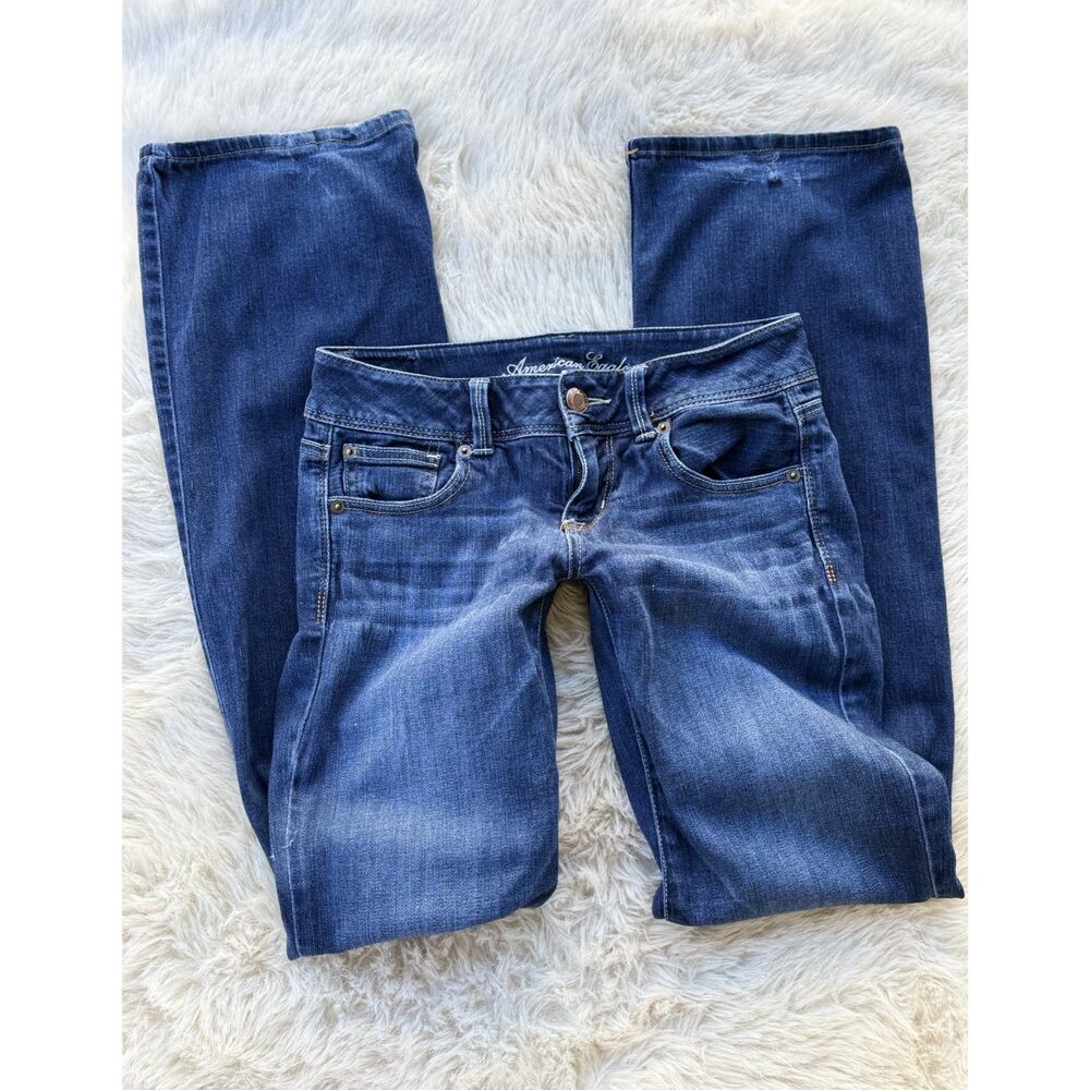 American Eagle Jeans Women’s Size 4 Low Rise Bootcut Dark Wash Stretch Y2K